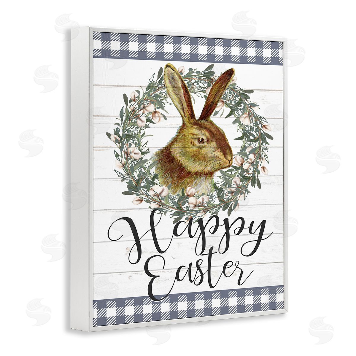 Kim Allen Easter Bunny Wreath Phrase White Framed Giclee Wall Art Print