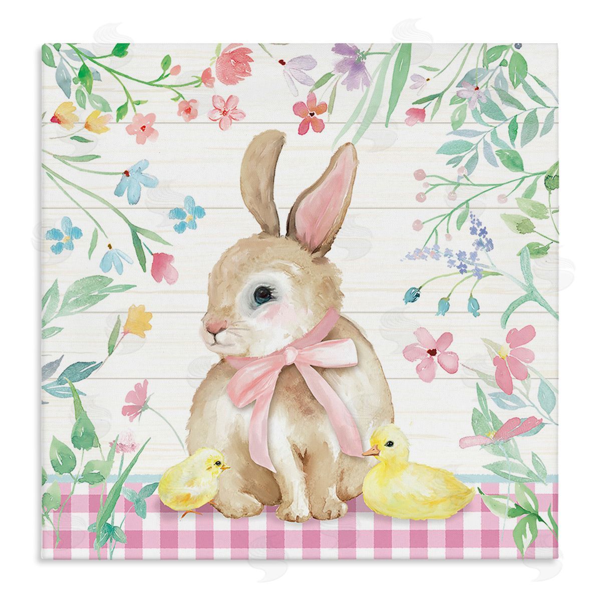 Mollie B. Easter Bunny & Chicks Canvas Wall Art Print