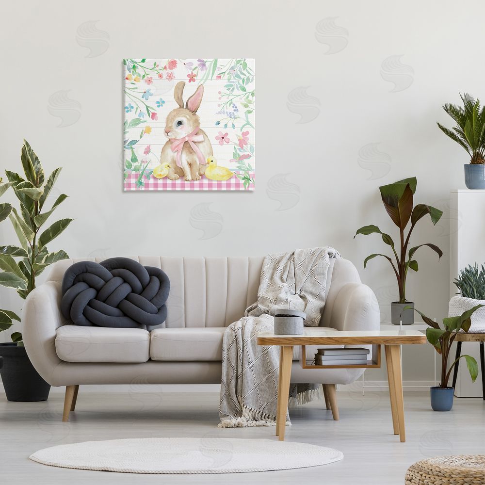 Mollie B. Easter Bunny & Chicks Canvas Wall Art Print in Room