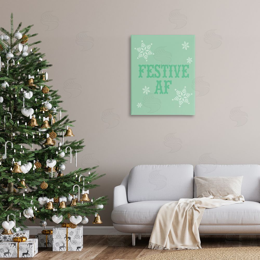Stupell Studio Funny Festive AF Phrase Canvas Wall Art Print in Room