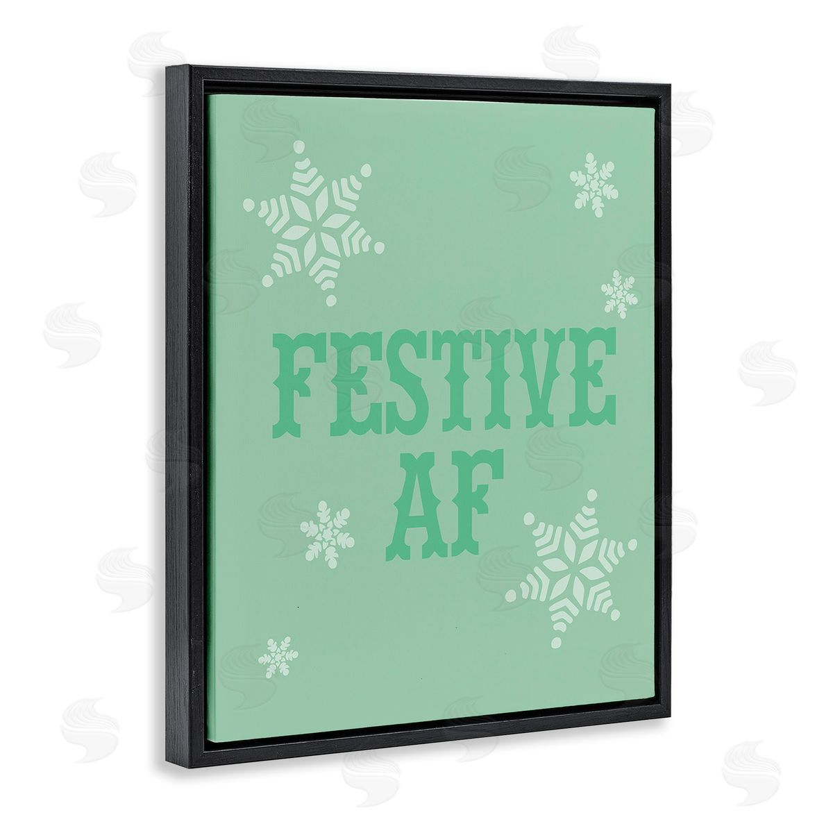 Stupell Studio Funny Festive AF Phrase Black Floating Frame Canvas Wall Art Print