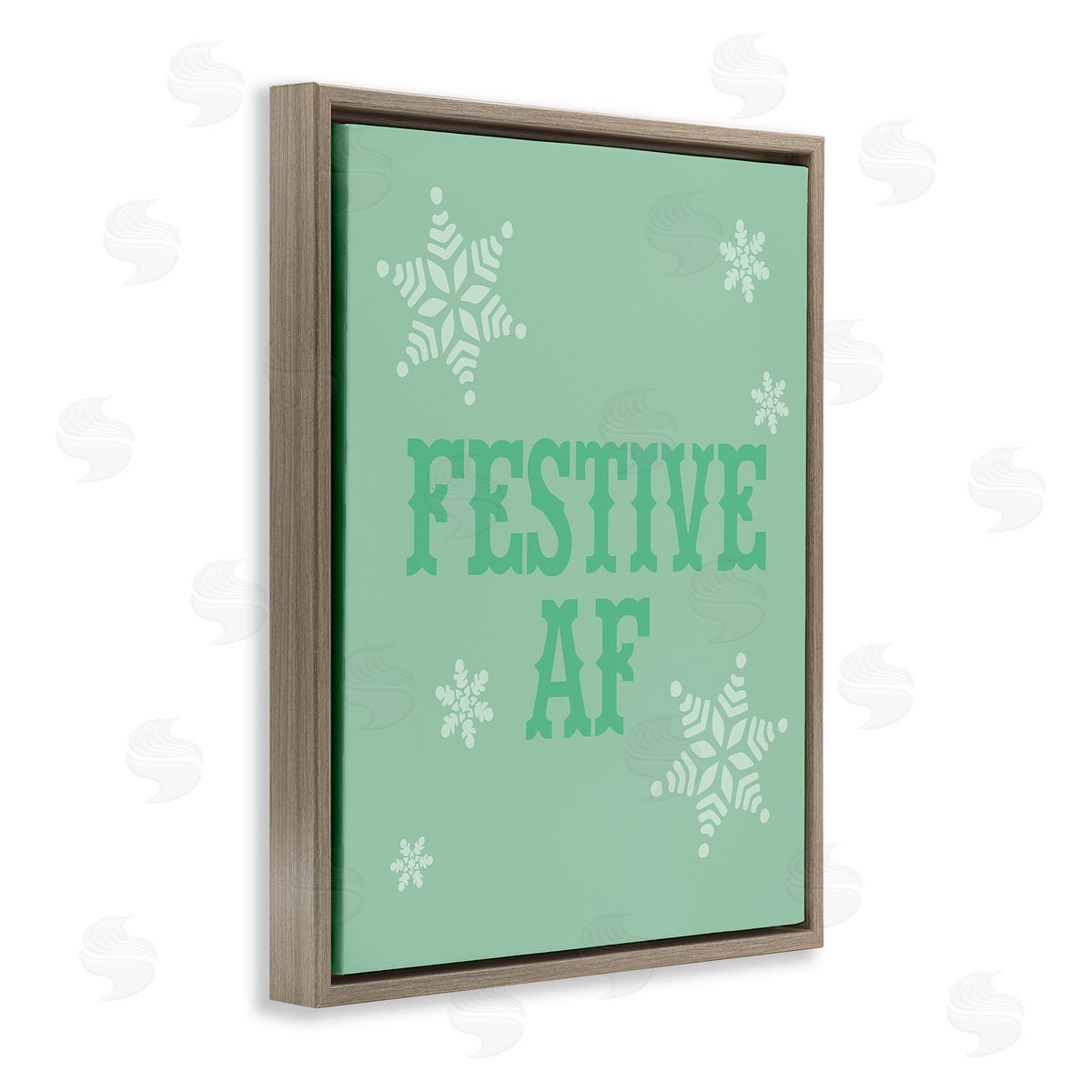 Stupell Studio Funny Festive AF Phrase Brown Floating Frame Canvas Wall Art Print