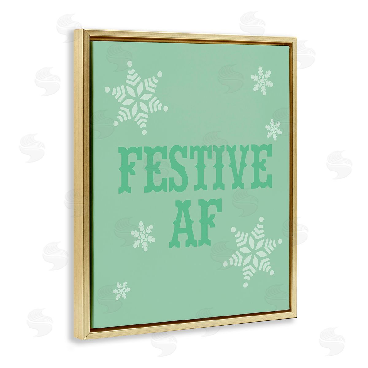 Stupell Studio Funny Festive AF Phrase Gold Floating Frame Canvas Wall Art Print