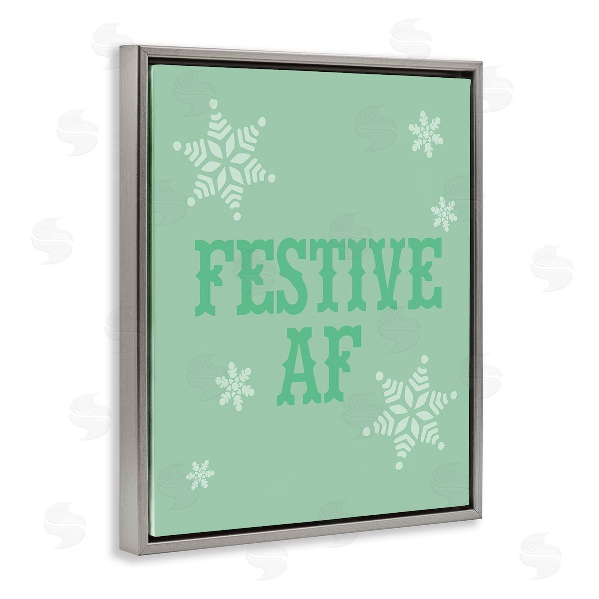 Stupell Studio Funny Festive AF Phrase Gray Floating Frame Canvas Wall Art Print