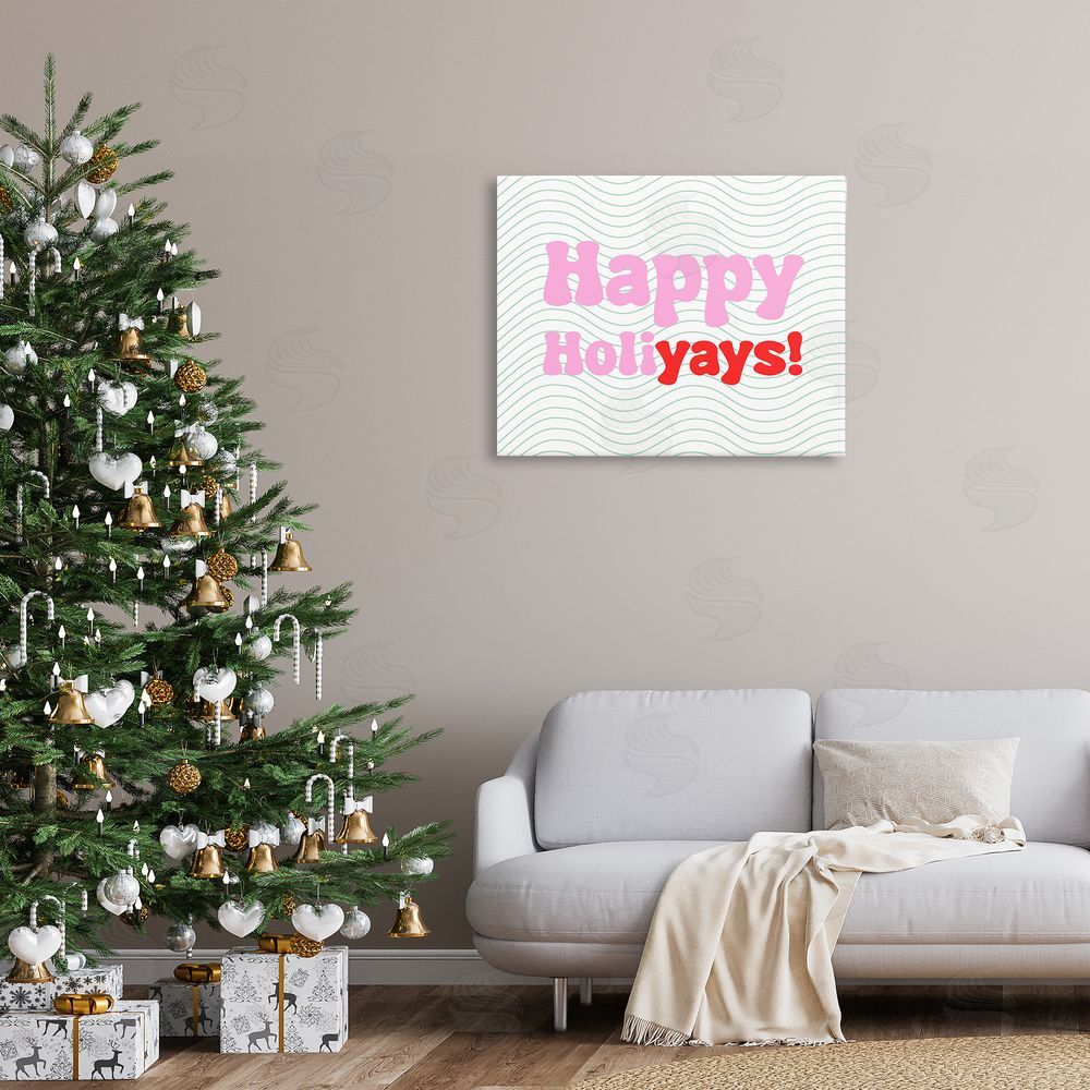 Stupell Studio Happy Holiyays Patterned Canvas Wall Art Print in Room