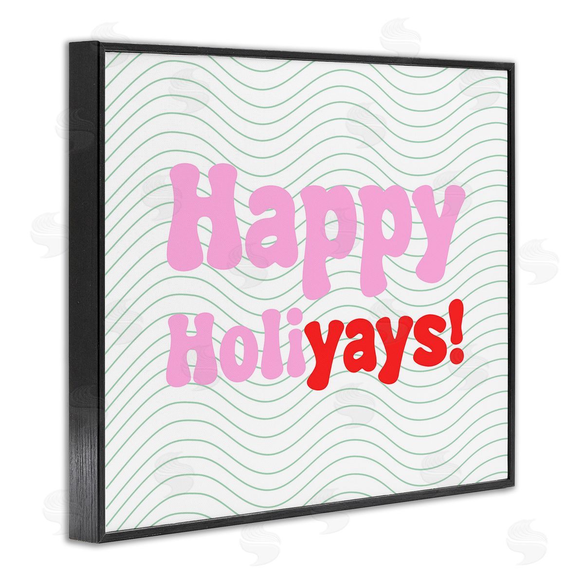 Stupell Studio Happy Holiyays Patterned Black Framed Giclee Wall Art Print