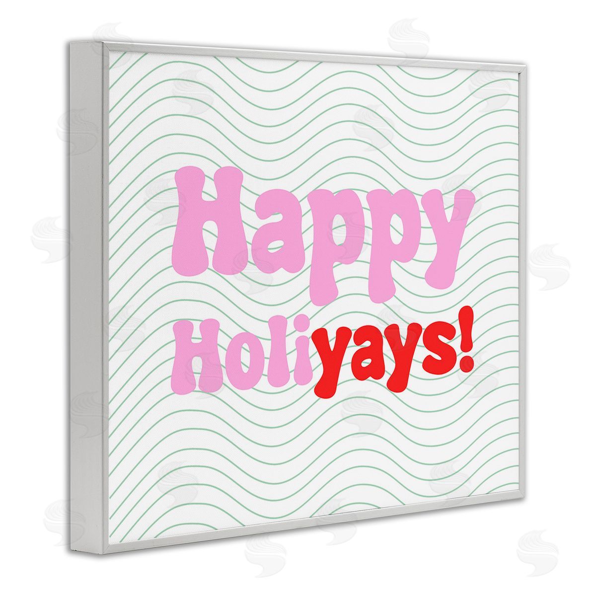 Stupell Studio Happy Holiyays Patterned White Framed Giclee Wall Art Print