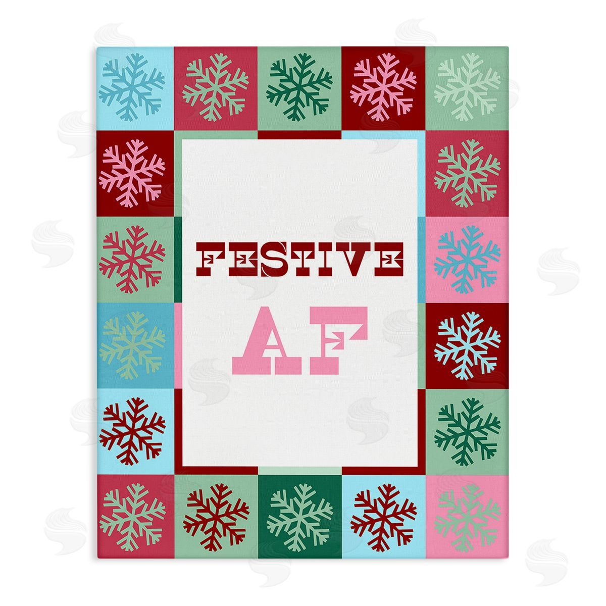 Stupell Studio Festive AF with Snowflakes Canvas Wall Art Print