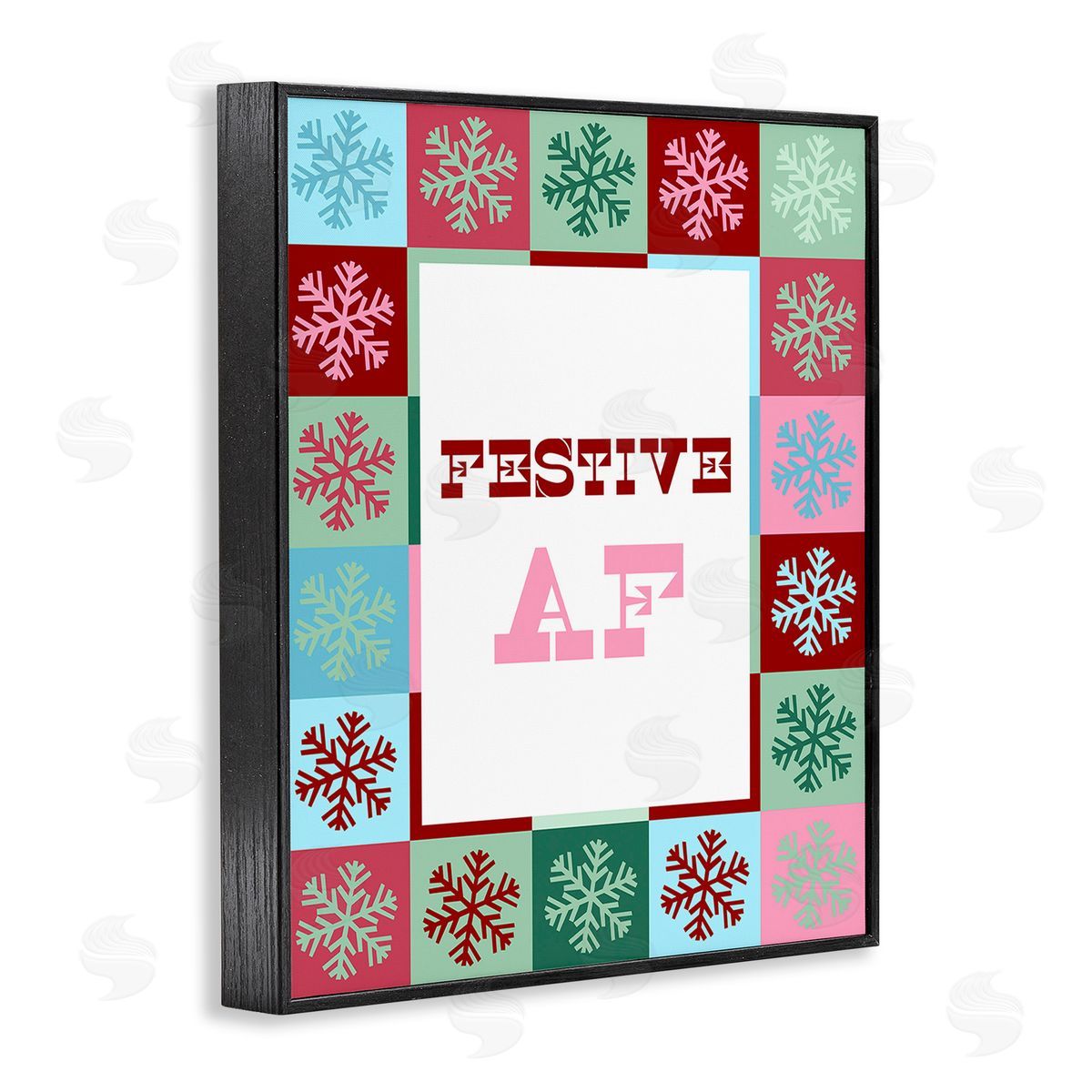 Stupell Studio Festive AF with Snowflakes Black Framed Giclee Wall Art Print