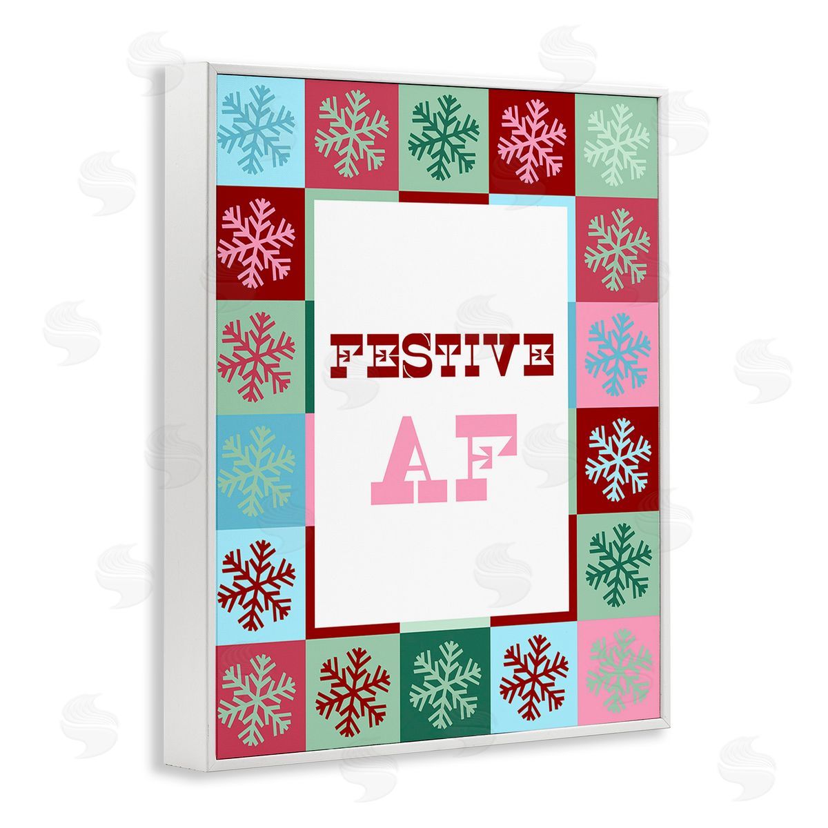 Stupell Studio Festive AF with Snowflakes White Framed Giclee Wall Art Print
