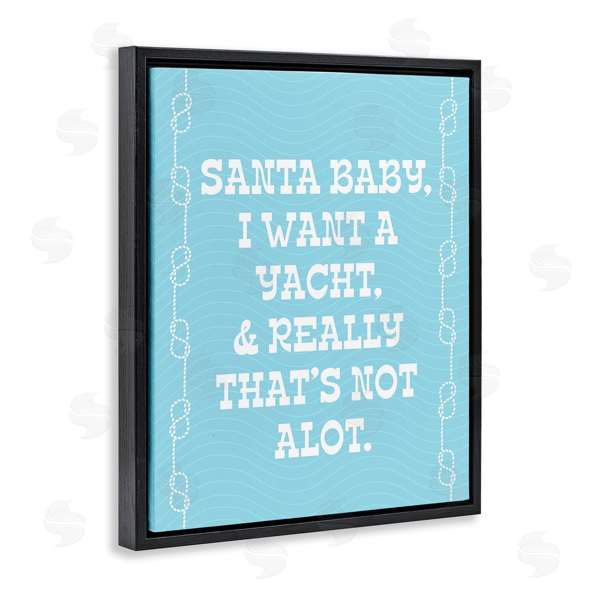 Stupell Studio Funny Yacht For Christmas Black Floating Frame Canvas Wall Art Print