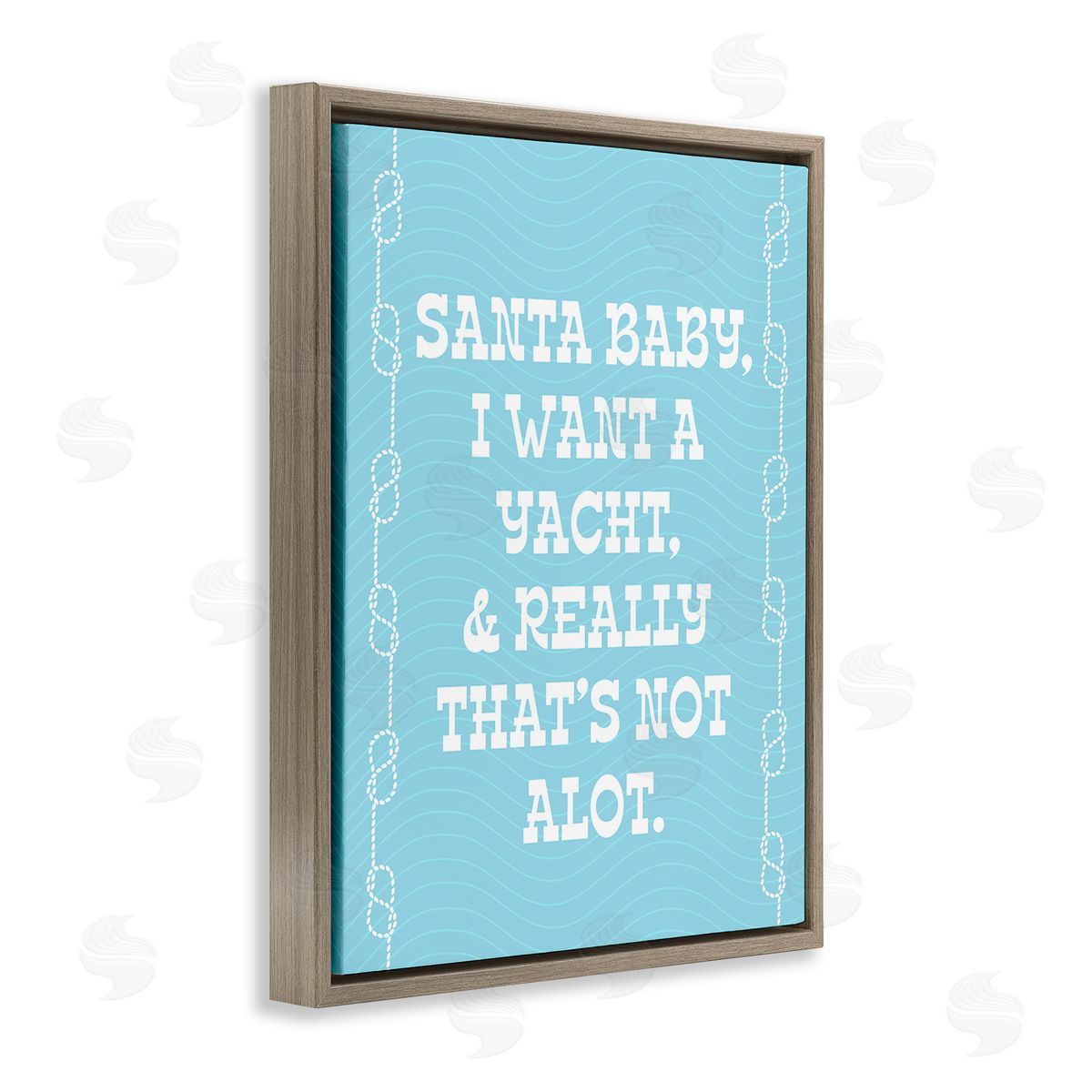 Stupell Studio Funny Yacht For Christmas Brown Floating Frame Canvas Wall Art Print