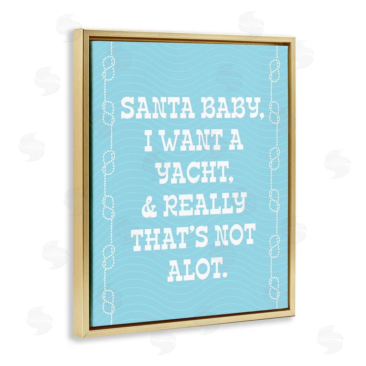 Stupell Studio Funny Yacht For Christmas Gold Floating Frame Canvas Wall Art Print