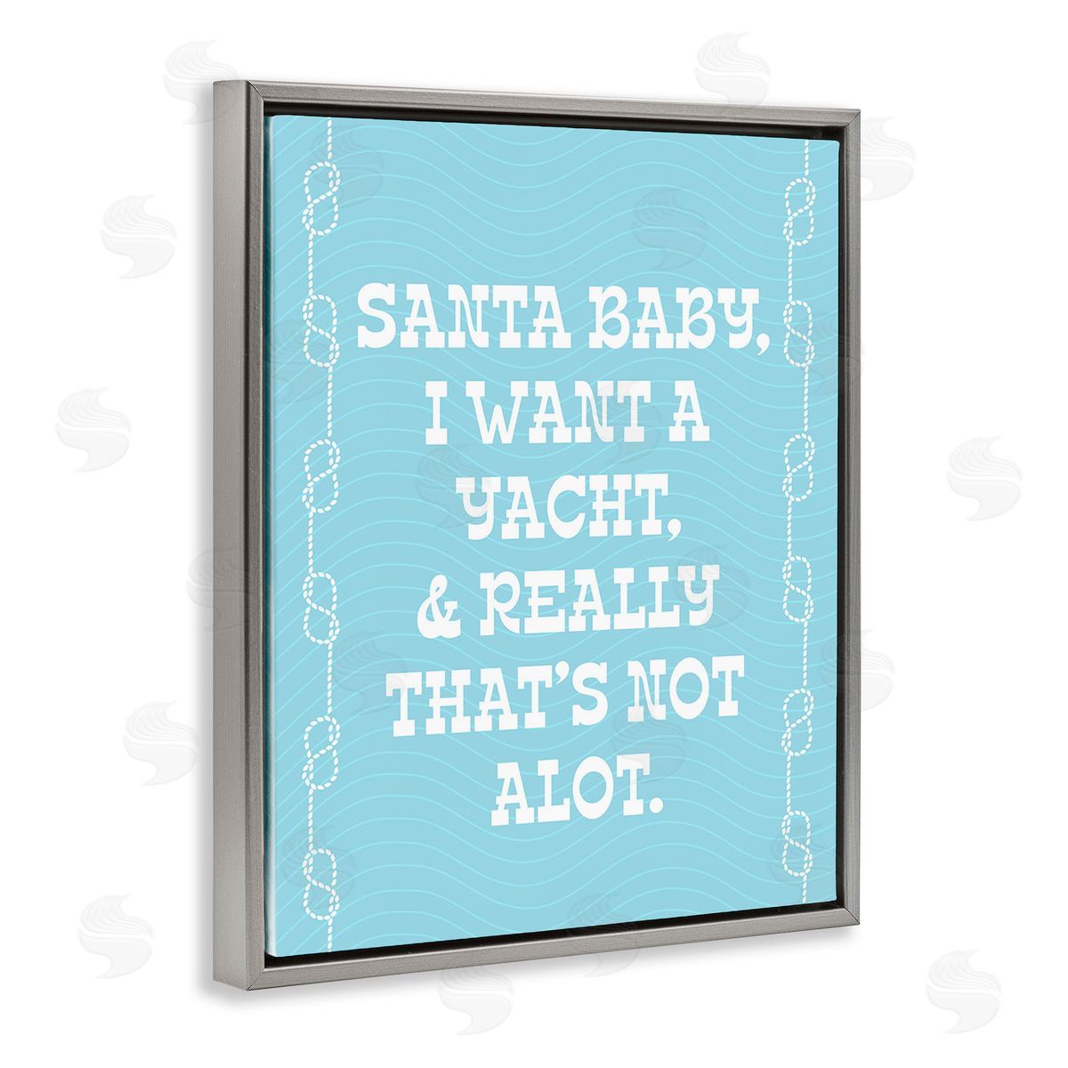 Stupell Studio Funny Yacht For Christmas Gray Floating Frame Canvas Wall Art Print