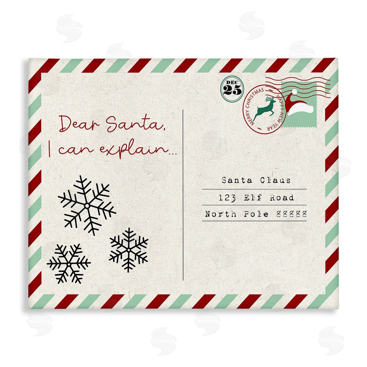 Stupell Studio Dear Santa Postcard Canvas Wall Art Print
