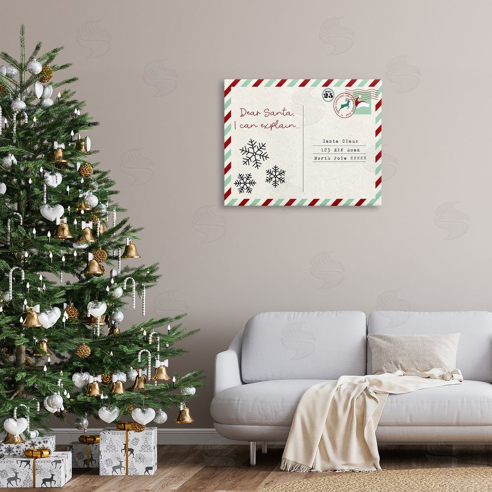 Stupell Studio Dear Santa Postcard Canvas Wall Art Print in Room