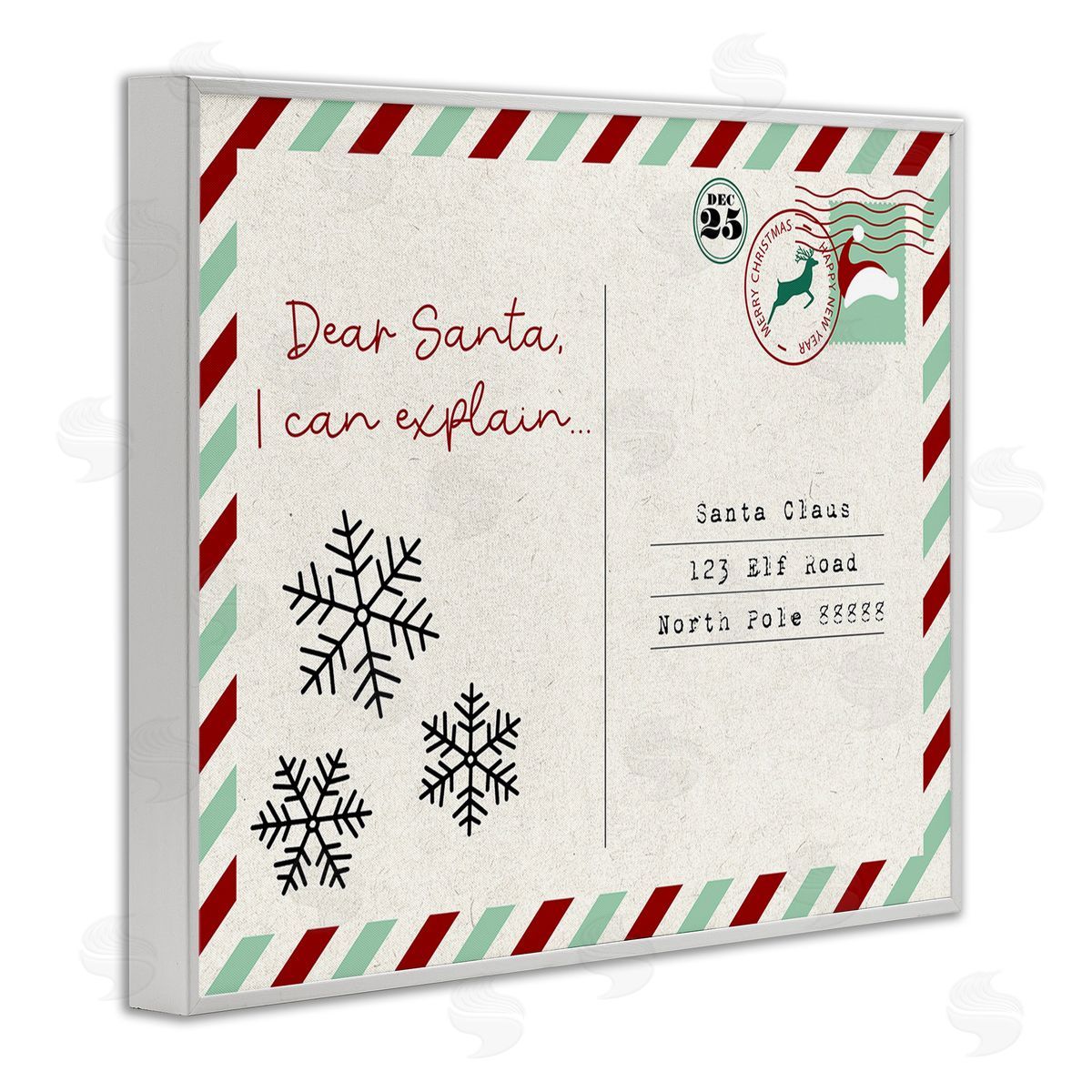 Stupell Studio Dear Santa Postcard White Framed Giclee Wall Art Print