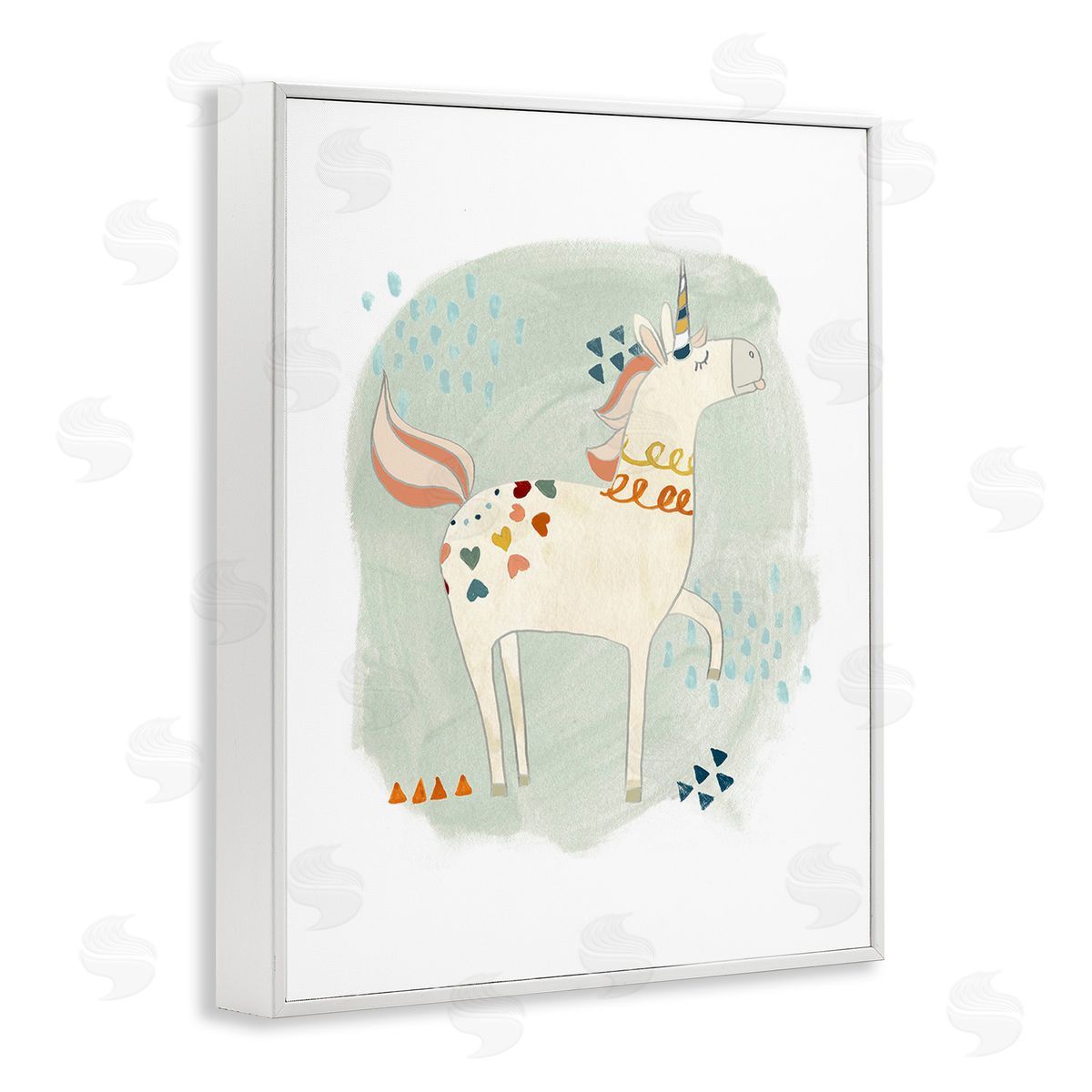 June Erica Vess Soft Patterned Unicorn White Framed Giclee Wall Art Print