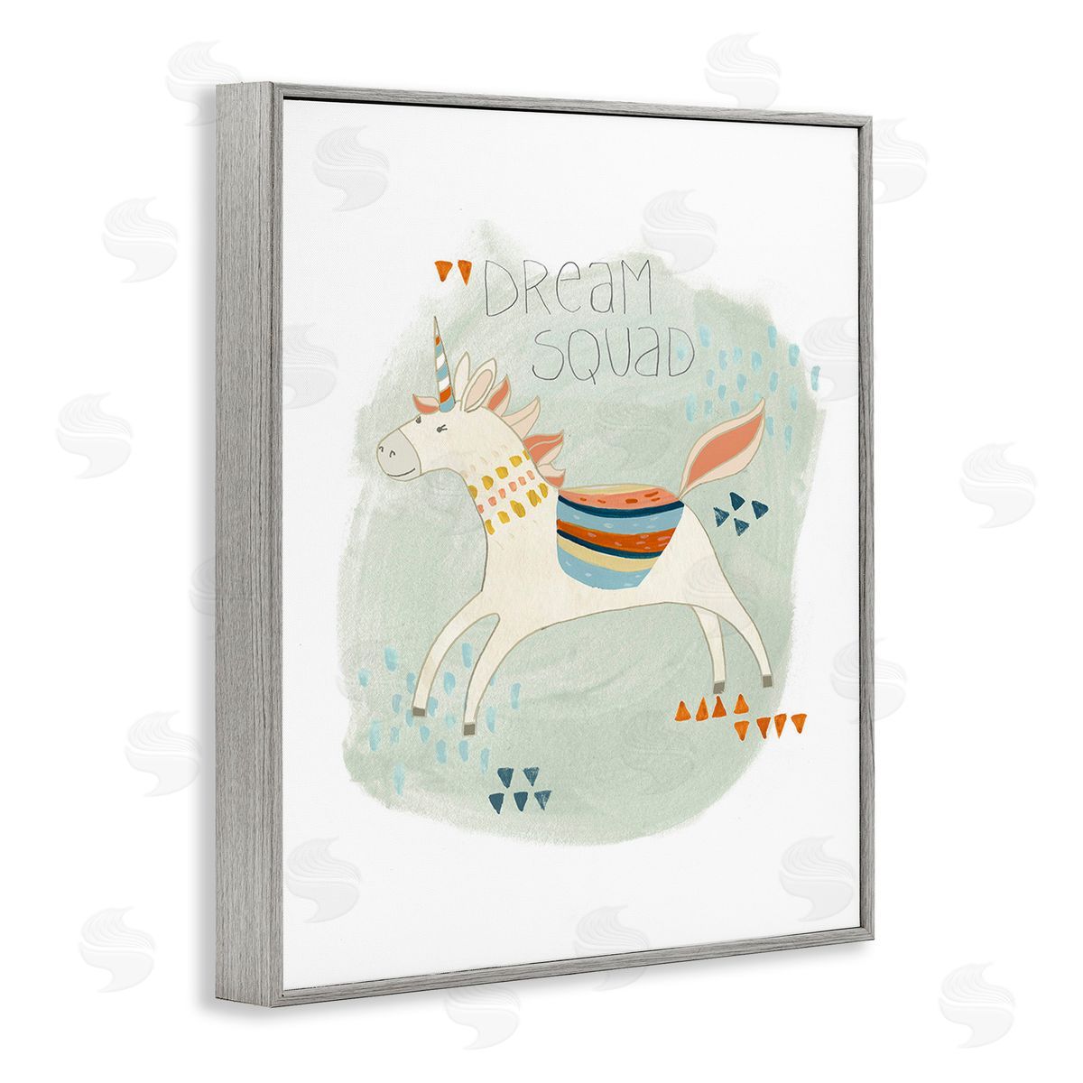 June Erica Vess Dream Squad Unicorn Gray Framed Giclee Wall Art Print