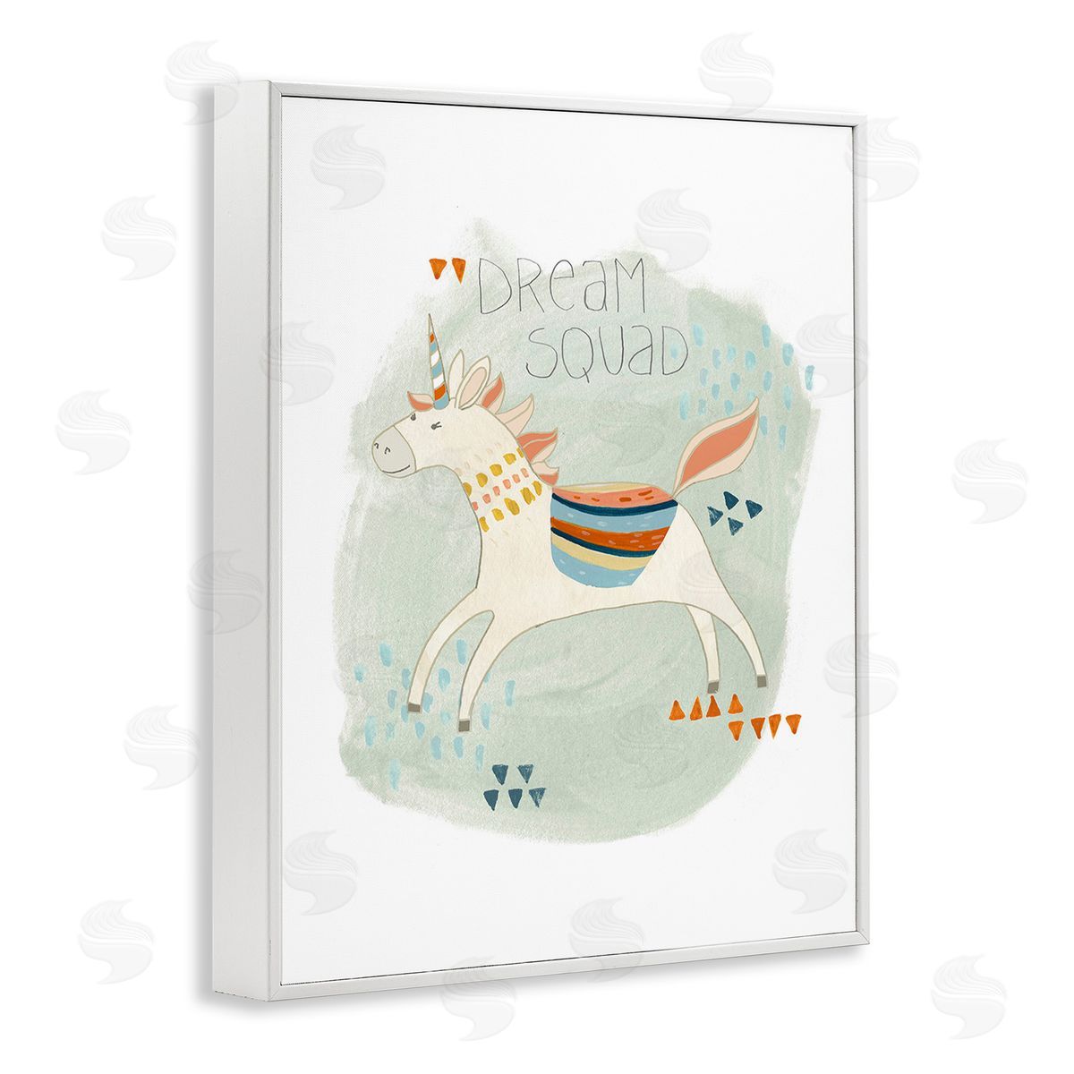 June Erica Vess Dream Squad Unicorn White Framed Giclee Wall Art Print