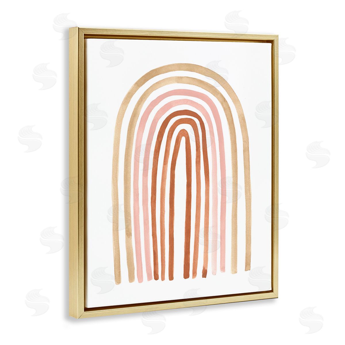 Emma Scarvey Neutral Rainbow Arches Gold Floating Frame Canvas Wall Art Print