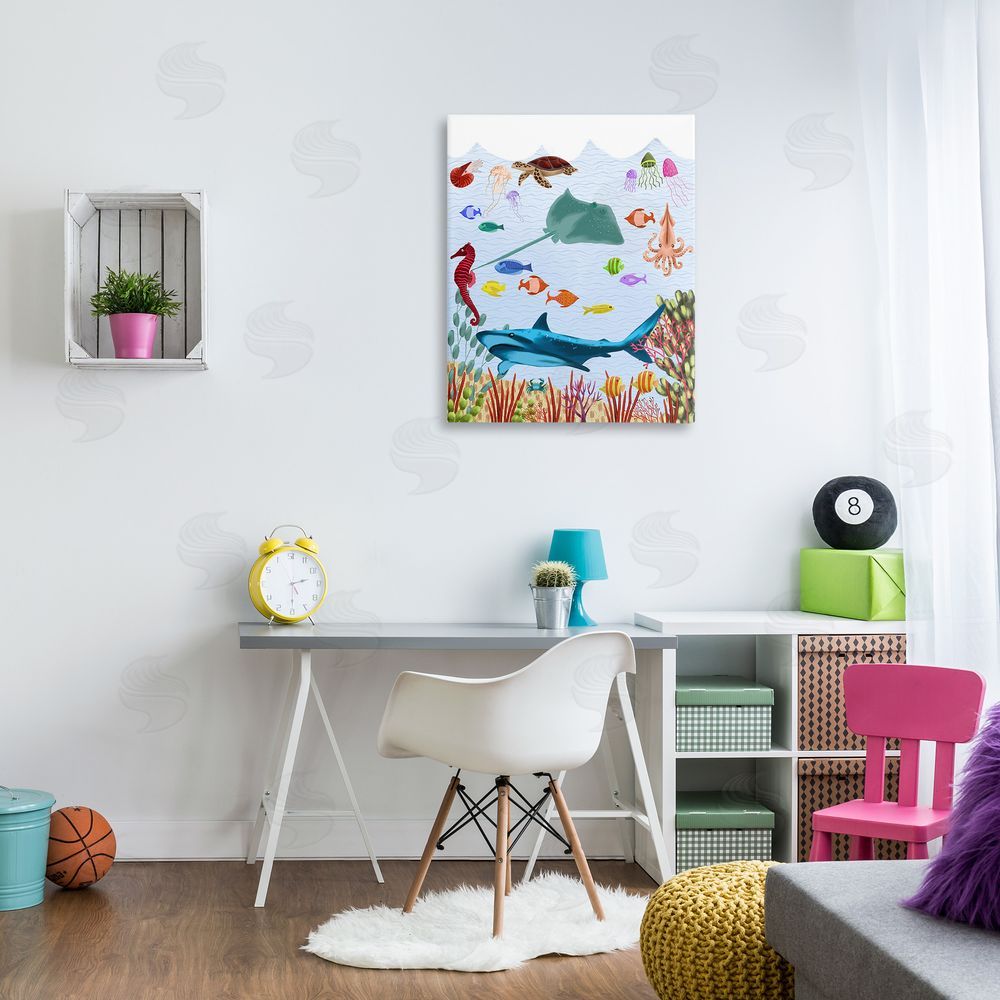 Regina Moore Underwater Marine Life Canvas Wall Art Print in Room