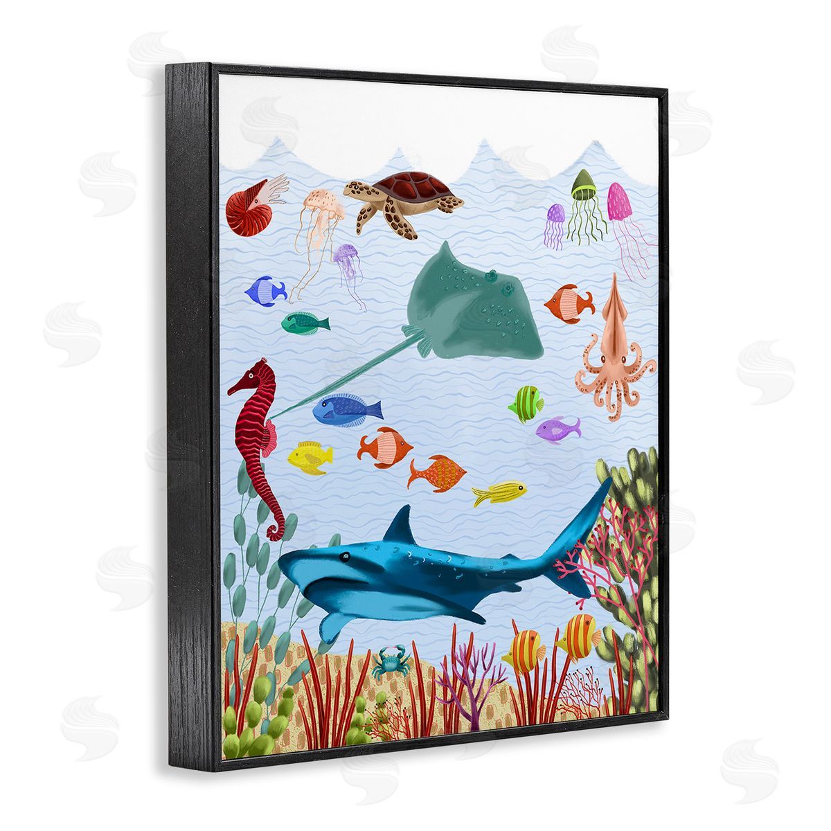Regina Moore Underwater Marine Life Black Framed Giclee Wall Art Print