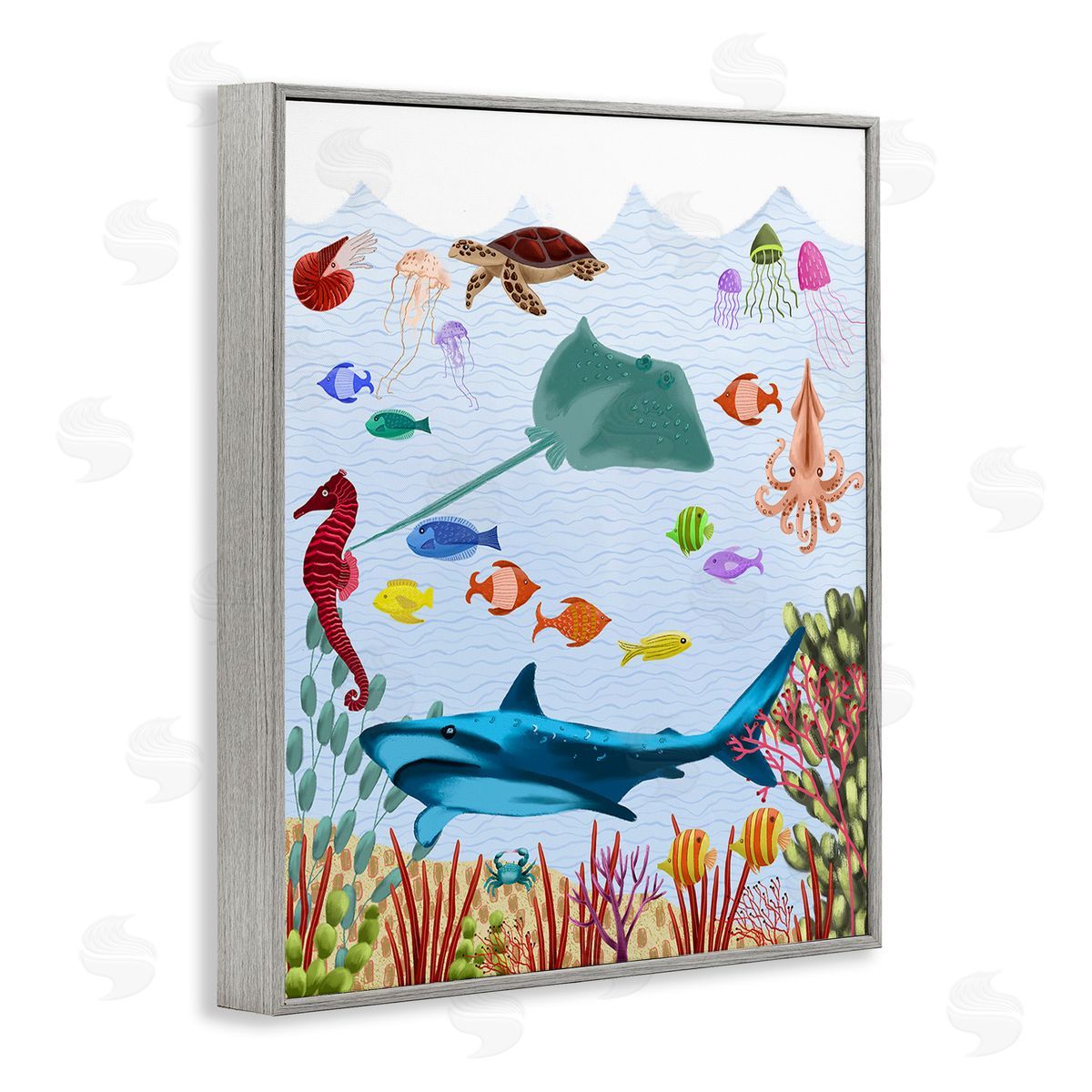 Regina Moore Underwater Marine Life Gray Framed Giclee Wall Art Print