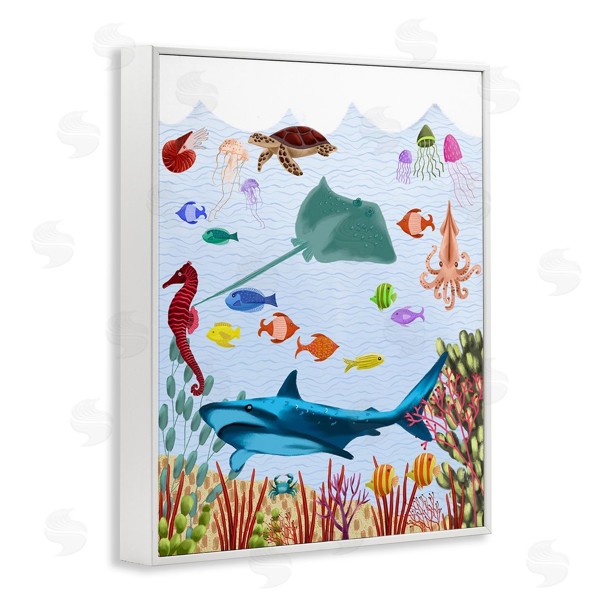 Regina Moore Underwater Marine Life White Framed Giclee Wall Art Print