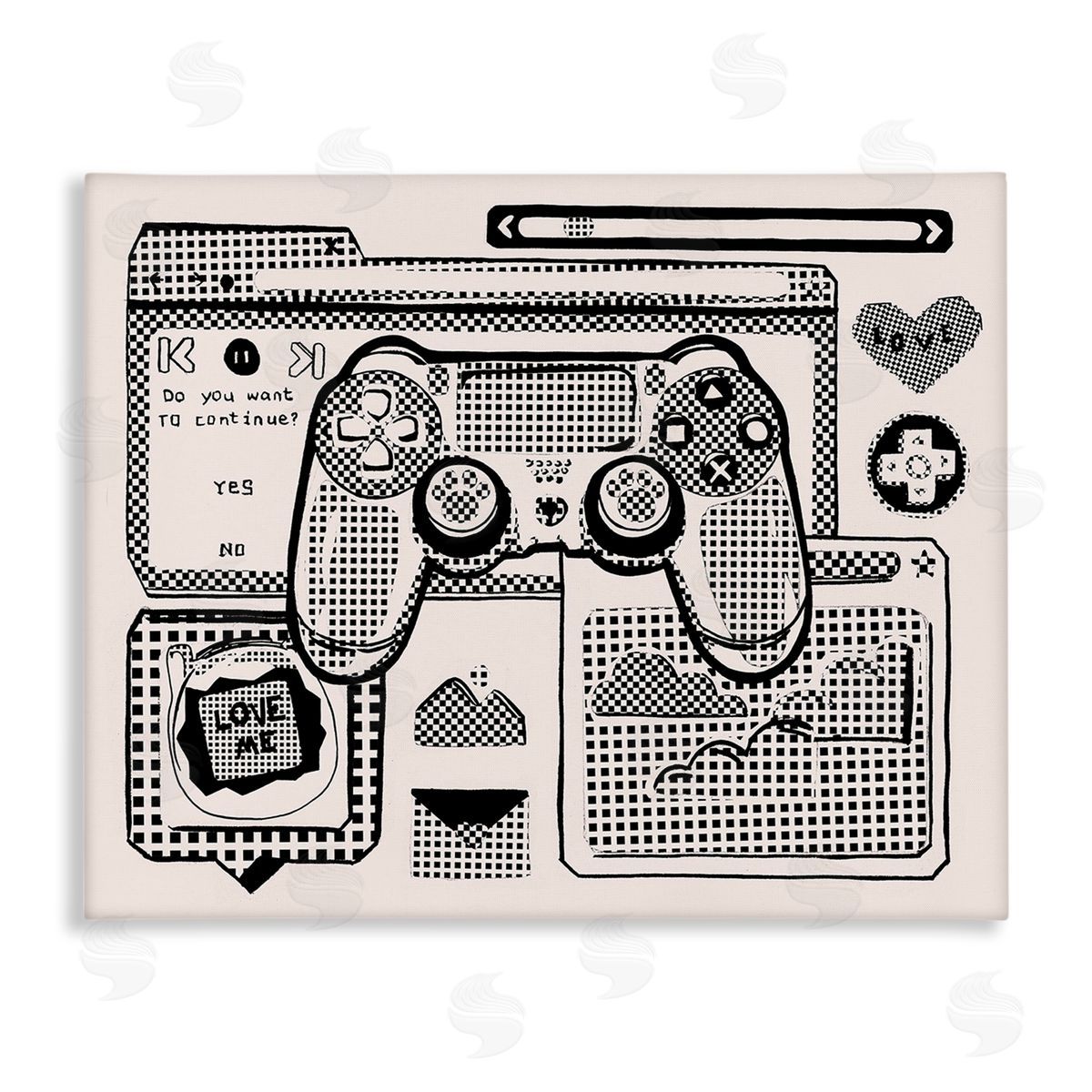 Melissa Wang Retro Gamer Collage Canvas Wall Art Print
