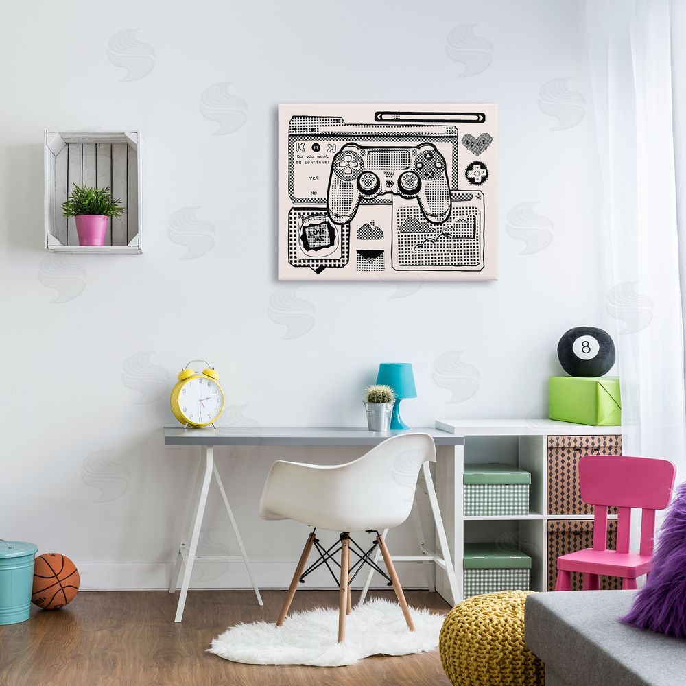 Melissa Wang Retro Gamer Collage Canvas Wall Art Print in Room