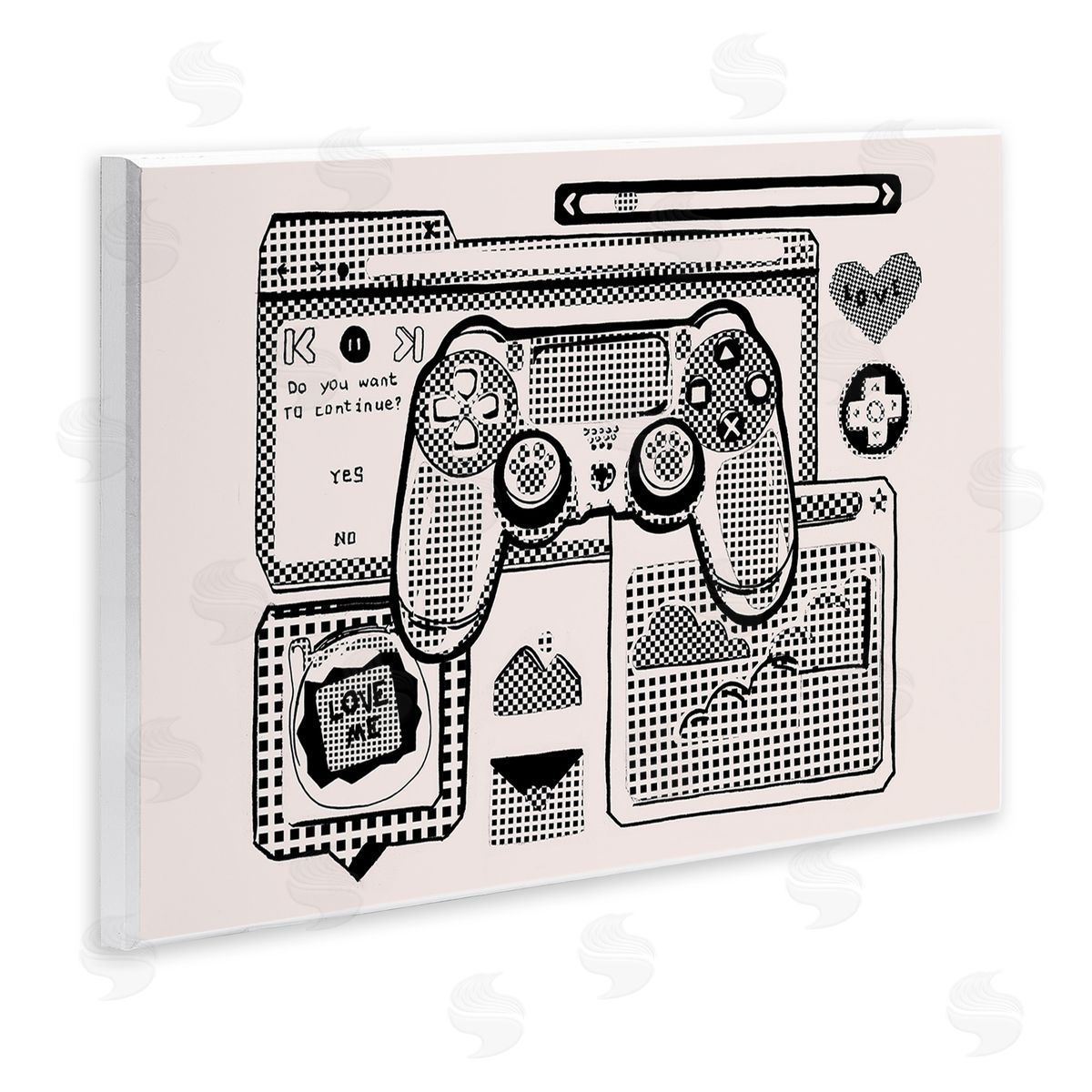 Melissa Wang Retro Gamer Collage Wooden Wall Plaque Art Print