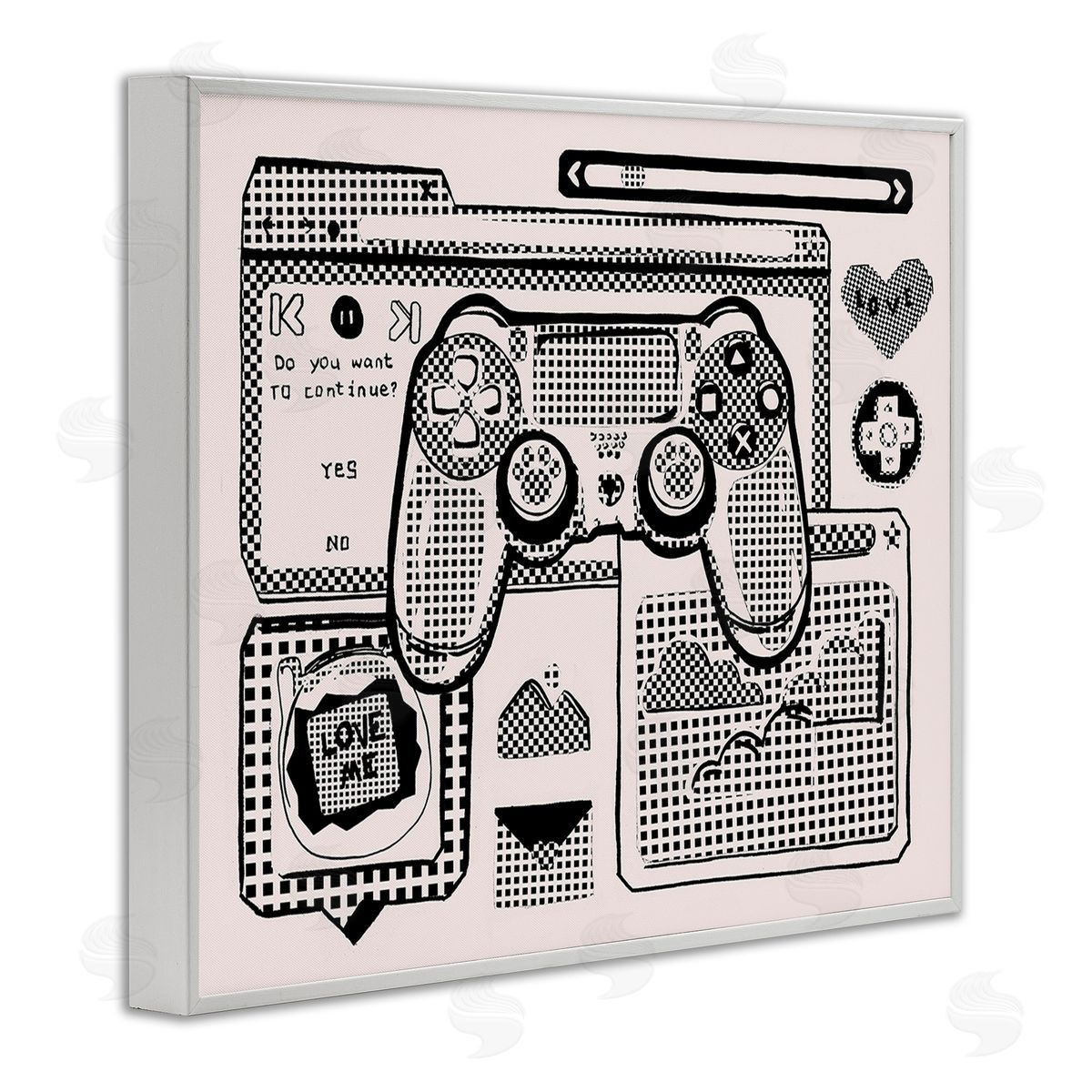 Melissa Wang Retro Gamer Collage White Framed Giclee Wall Art Print