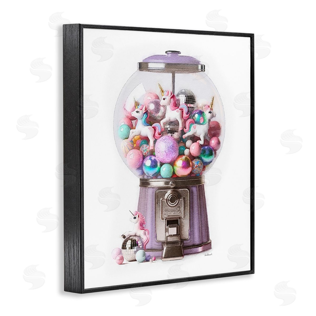 Amanda Greenwood Unicorn Gumball Machine Black Framed Giclee Wall Art Print