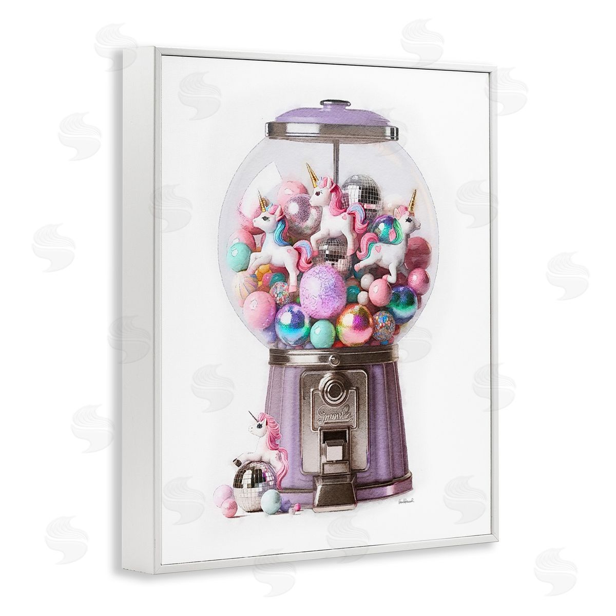 Amanda Greenwood Unicorn Gumball Machine White Framed Giclee Wall Art Print