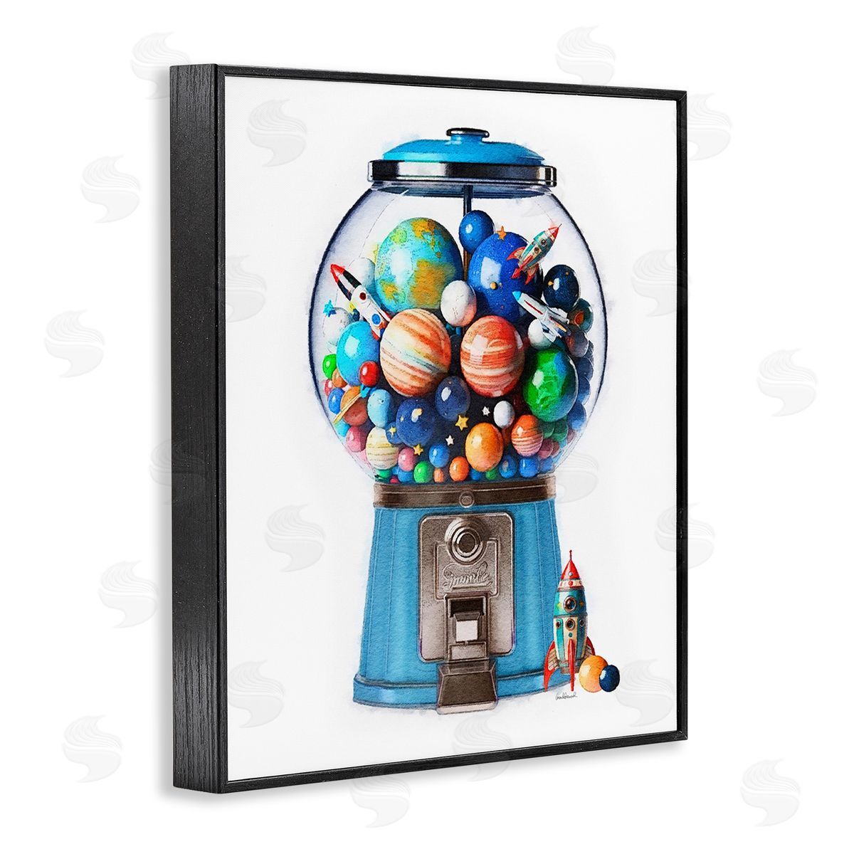 Amanda Greenwood Outer Space Candy Dispenser Black Framed Giclee Wall Art Print