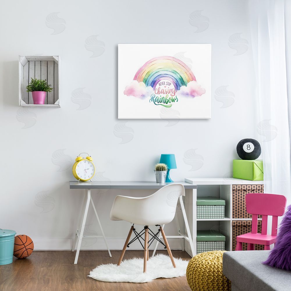 Amanda Greenwood Inspirational Chasing Rainbows Canvas Wall Art Print in Room