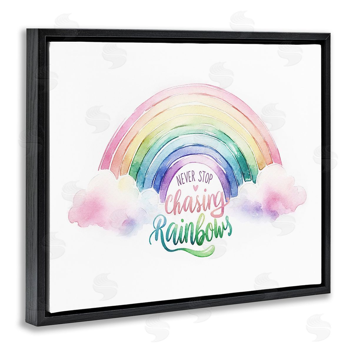 Amanda Greenwood Inspirational Chasing Rainbows Black Floating Frame Canvas Wall Art Print