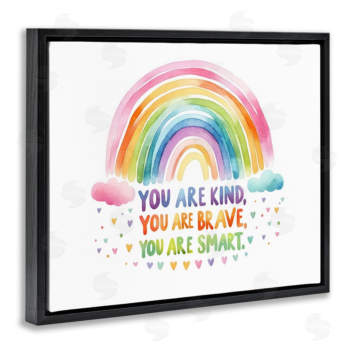 Amanda Greenwood Kind Brave Smart Rainbow Black Floating Frame Canvas Wall Art Print
