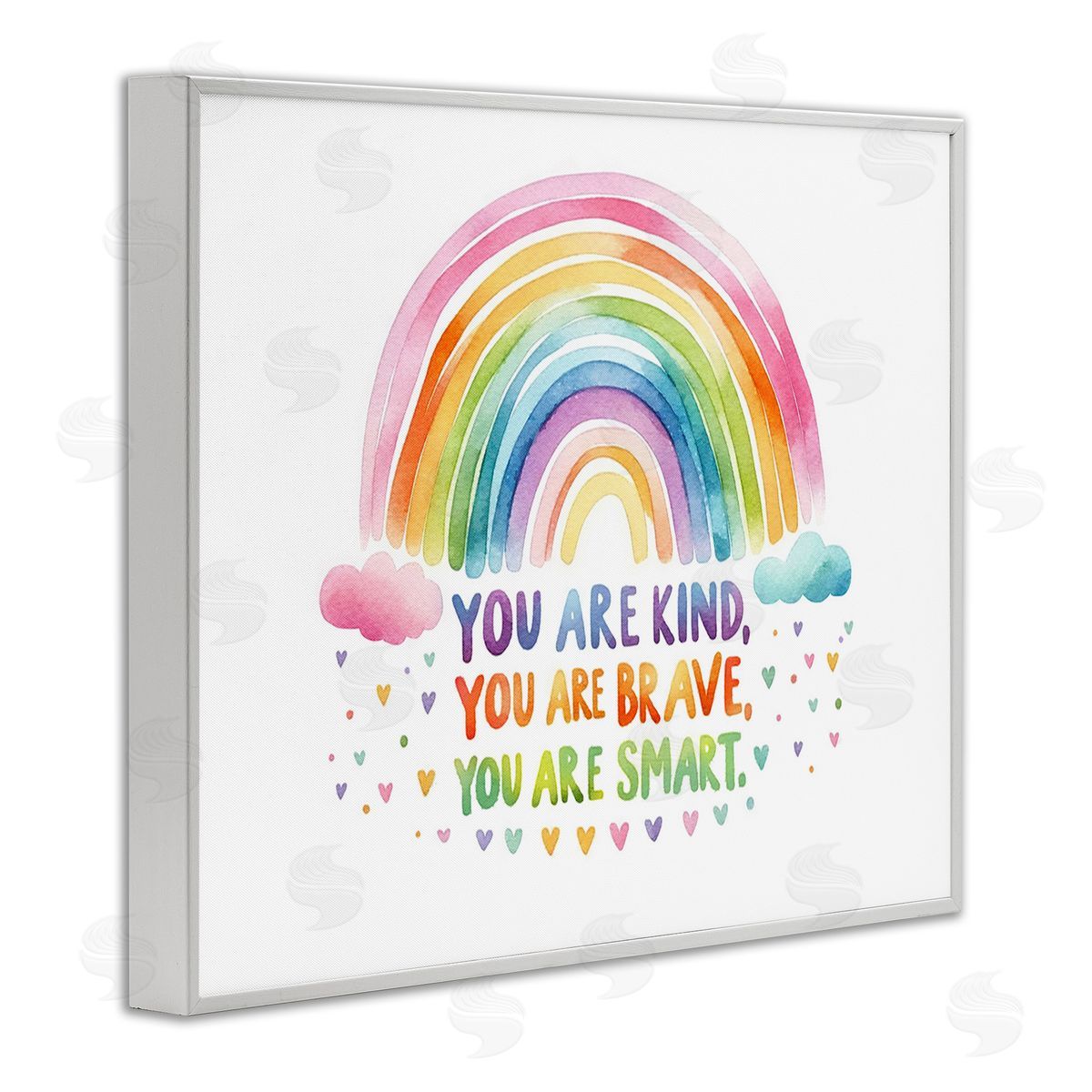 Amanda Greenwood Kind Brave Smart Rainbow White Framed Giclee Wall Art Print