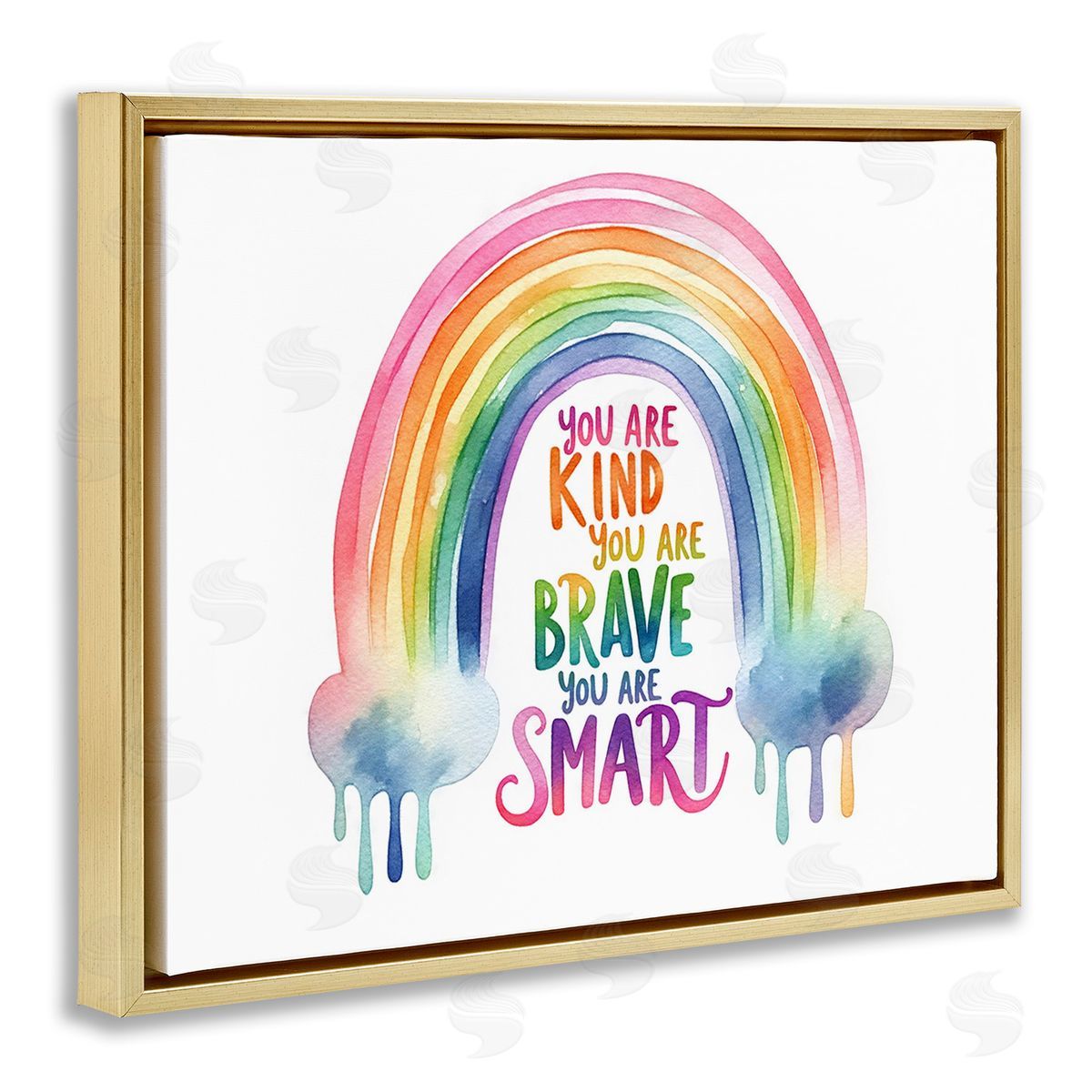 Amanda Greenwood Modern Inspirational Rainbow Gold Floating Frame Canvas Wall Art Print