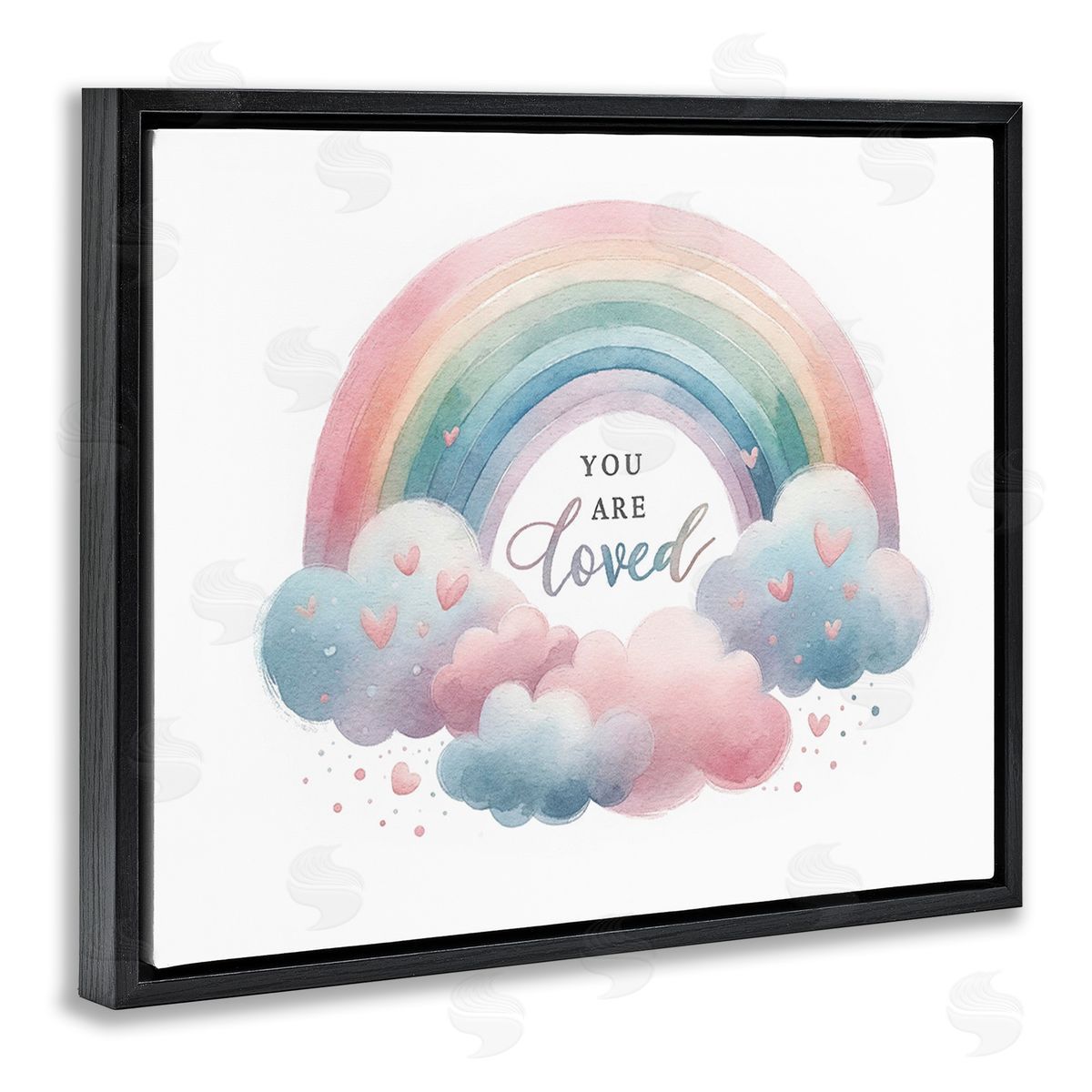 Amanda Greenwood Loved with Pastel Rainbow Black Floating Frame Canvas Wall Art Print