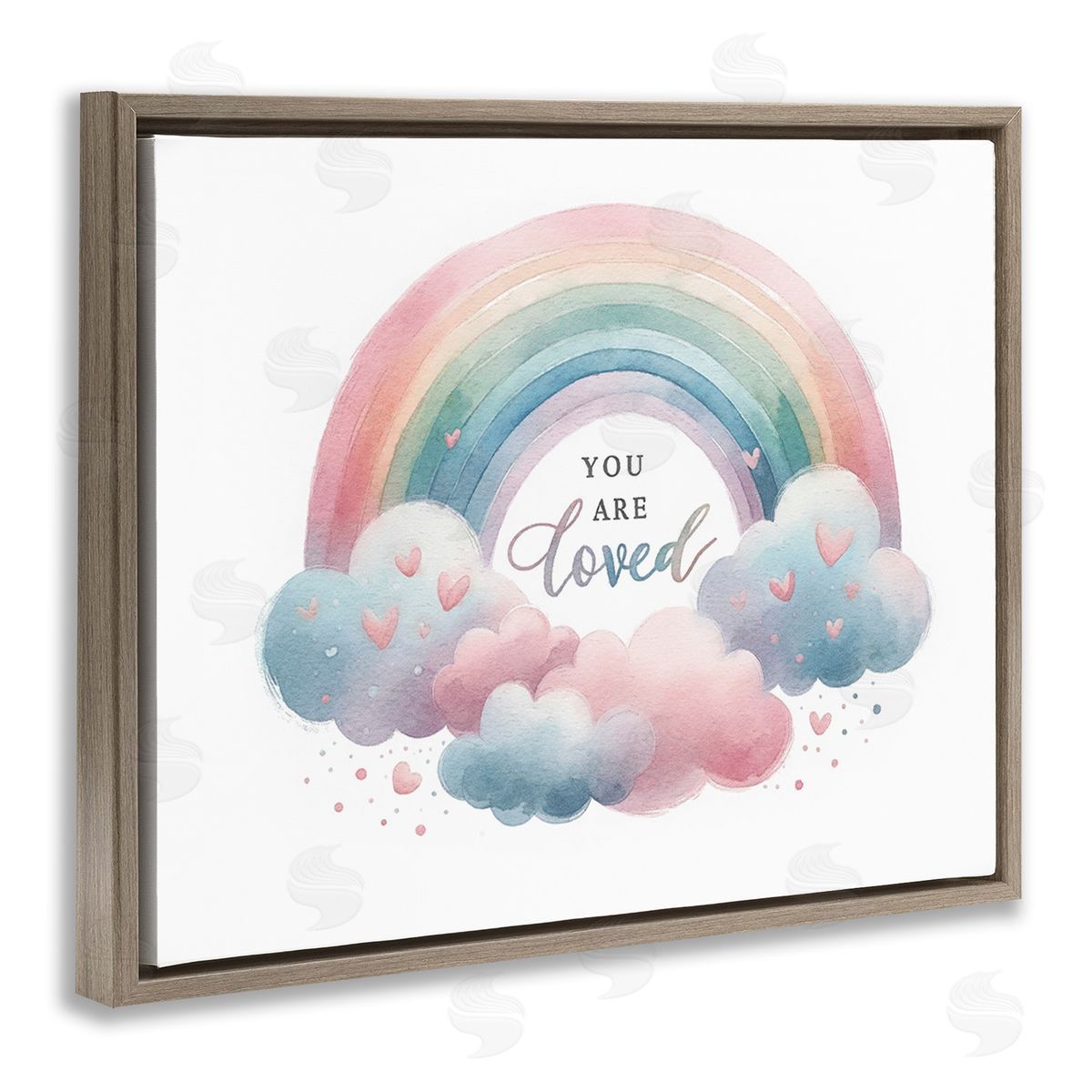 Amanda Greenwood Loved with Pastel Rainbow Brown Floating Frame Canvas Wall Art Print