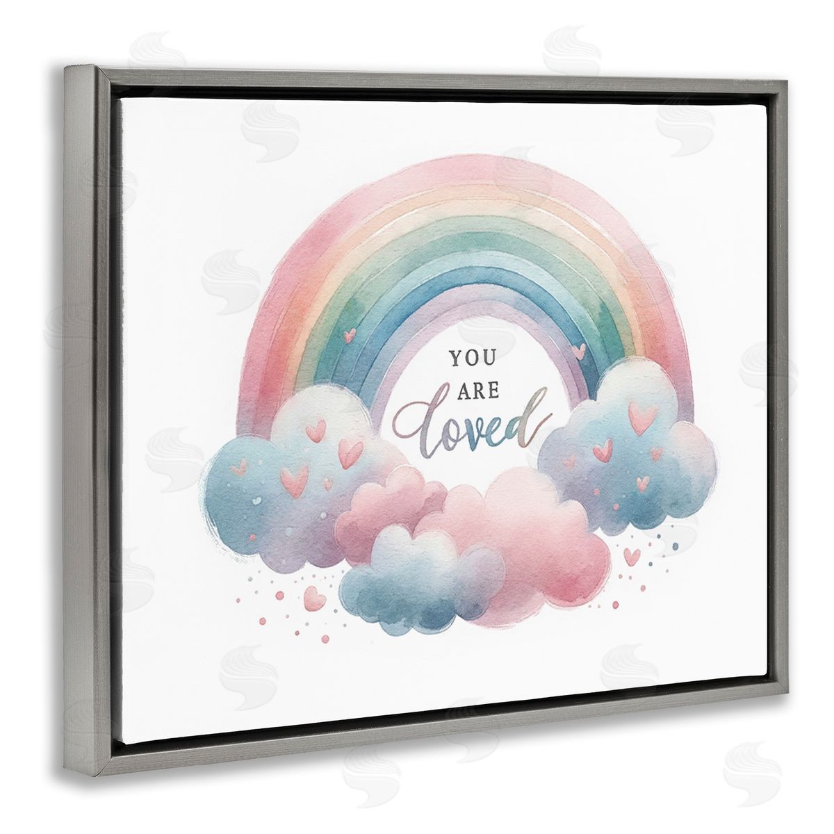 Amanda Greenwood Loved with Pastel Rainbow Gray Floating Frame Canvas Wall Art Print