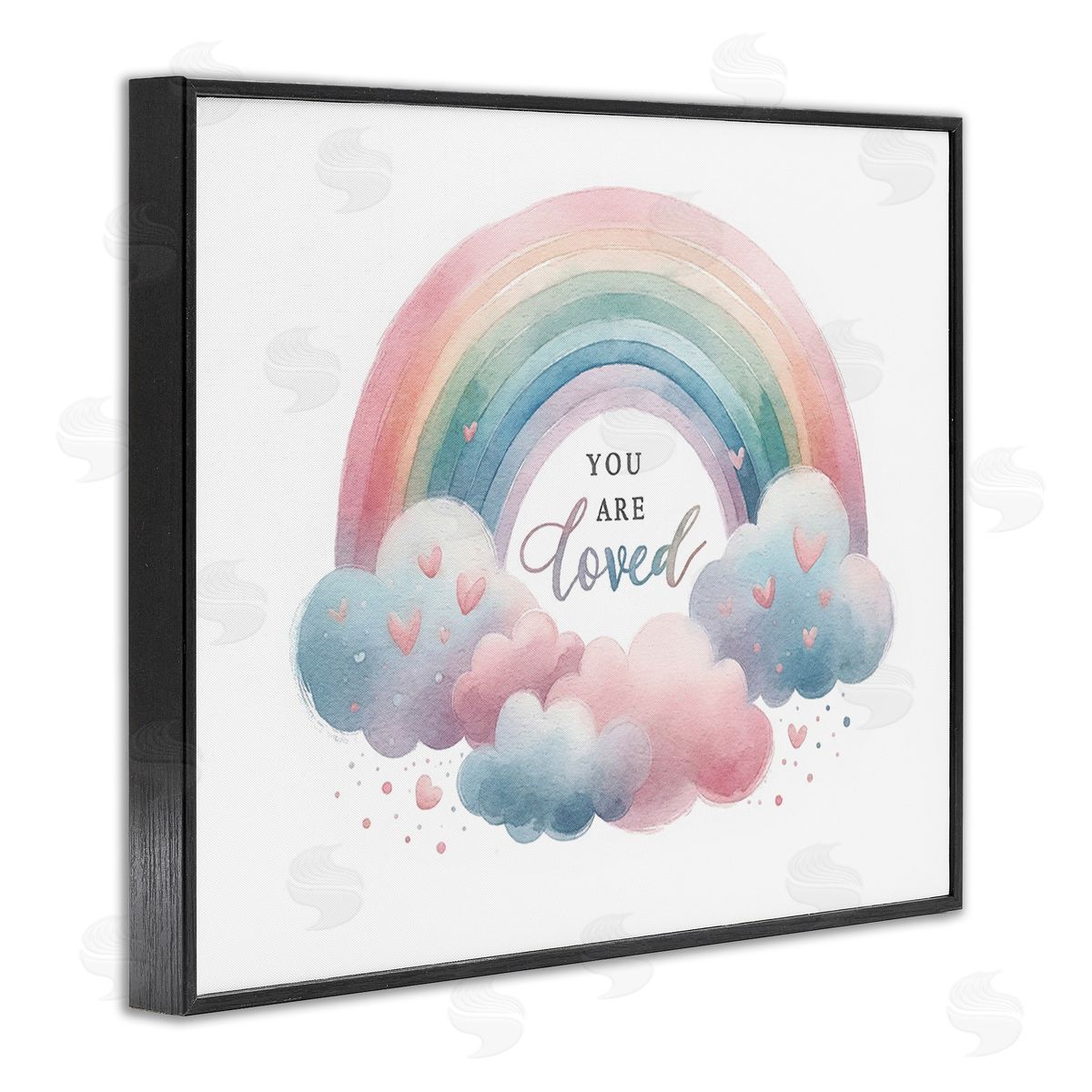 Amanda Greenwood Loved with Pastel Rainbow Black Framed Giclee Wall Art Print