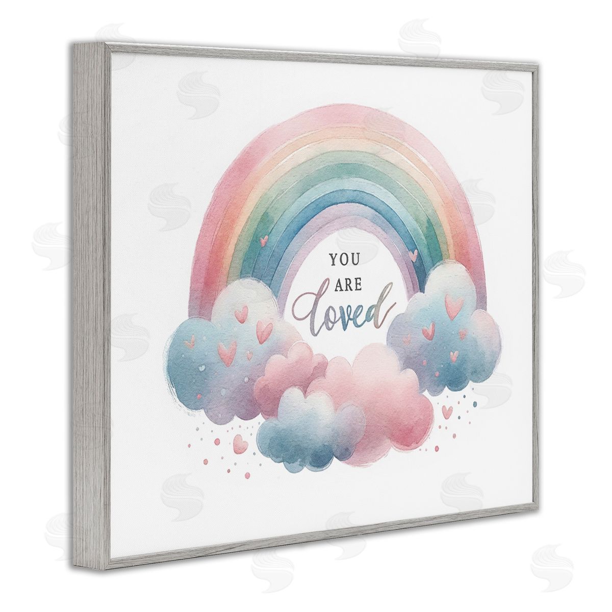 Amanda Greenwood Loved with Pastel Rainbow Gray Framed Giclee Wall Art Print