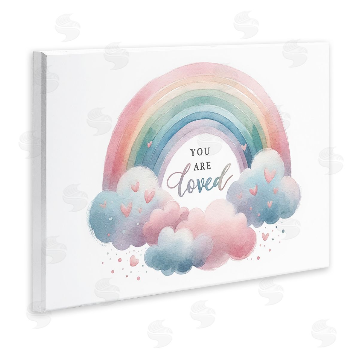Amanda Greenwood Loved with Pastel Rainbow Wooden Wall Plaque Art Print