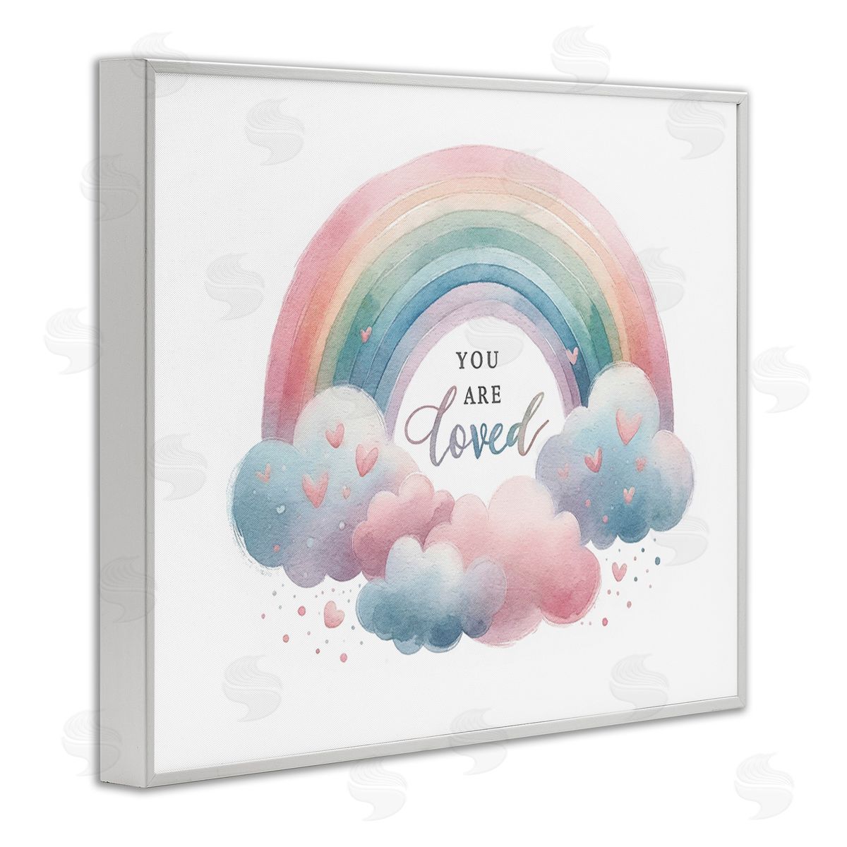 Amanda Greenwood Loved with Pastel Rainbow White Framed Giclee Wall Art Print