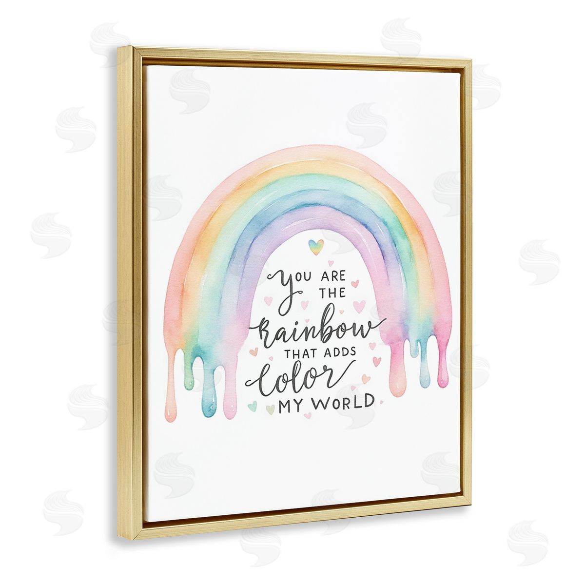 Amanda Greenwood Dripping Inspirational Rainbow Gold Floating Frame Canvas Wall Art Print