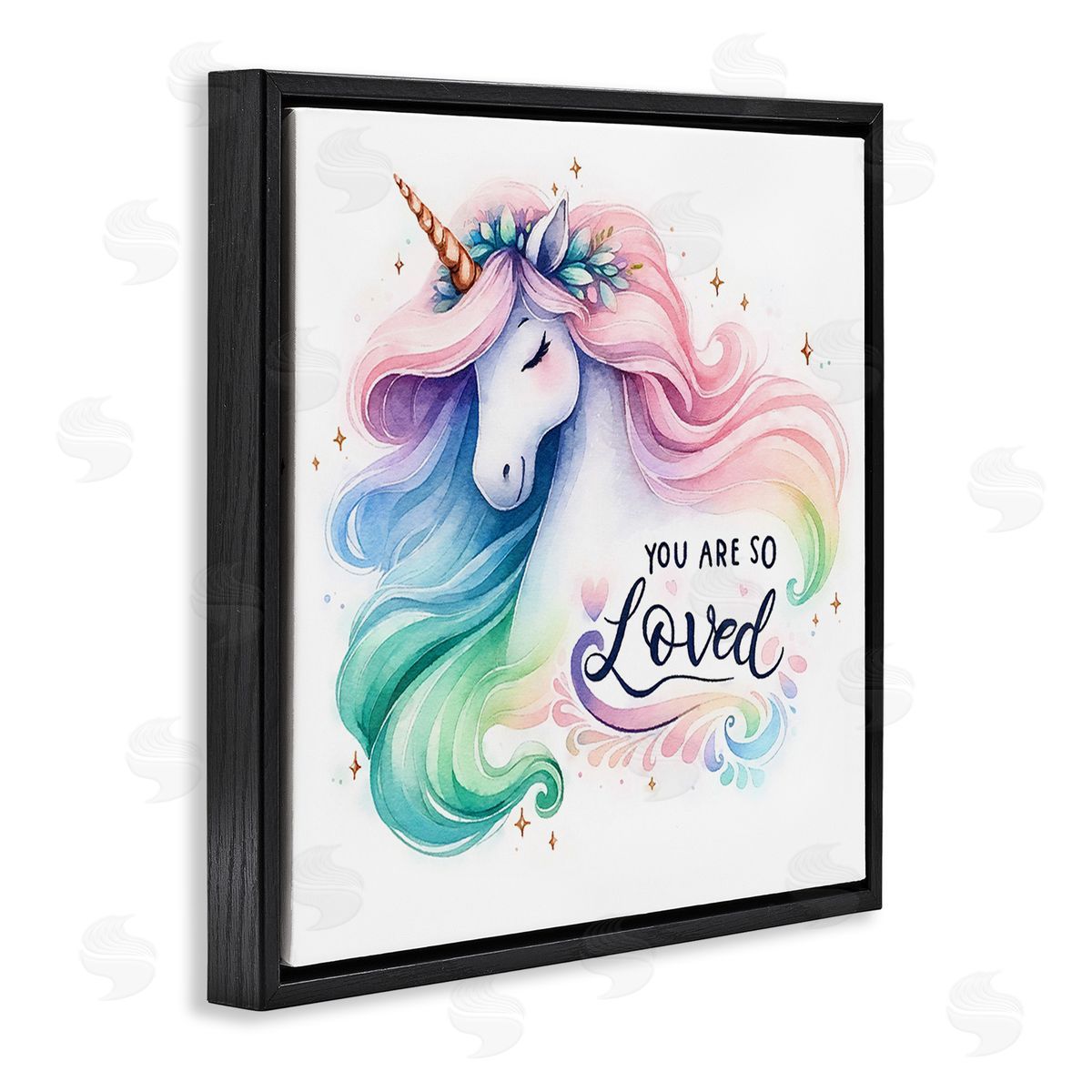 Amanda Greenwood So Loved Unicorn Black Floating Frame Canvas Wall Art Print